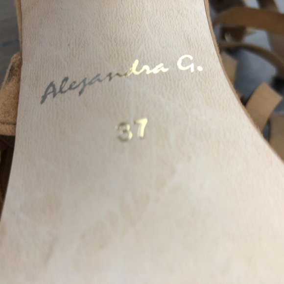 Alexandra G Tan Brown Open Toe Studded Strapy Stiletto Heels Size 37 AU 6 NEW - Picture 13 of 14